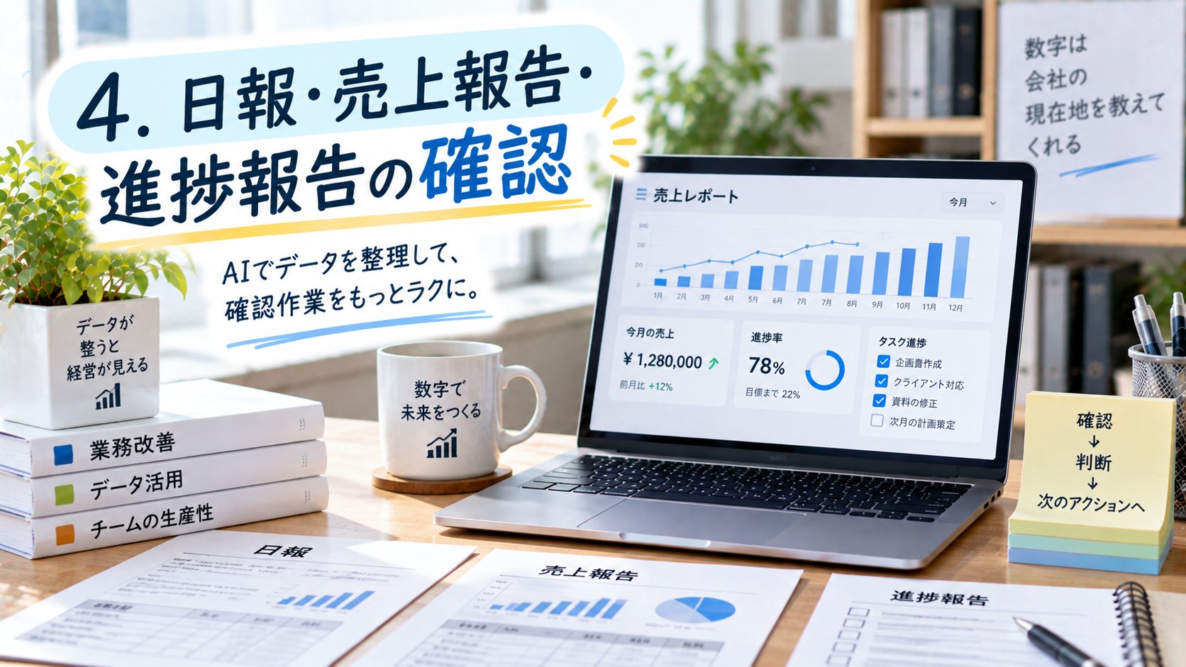 日報・売上報告・進捗報告の確認