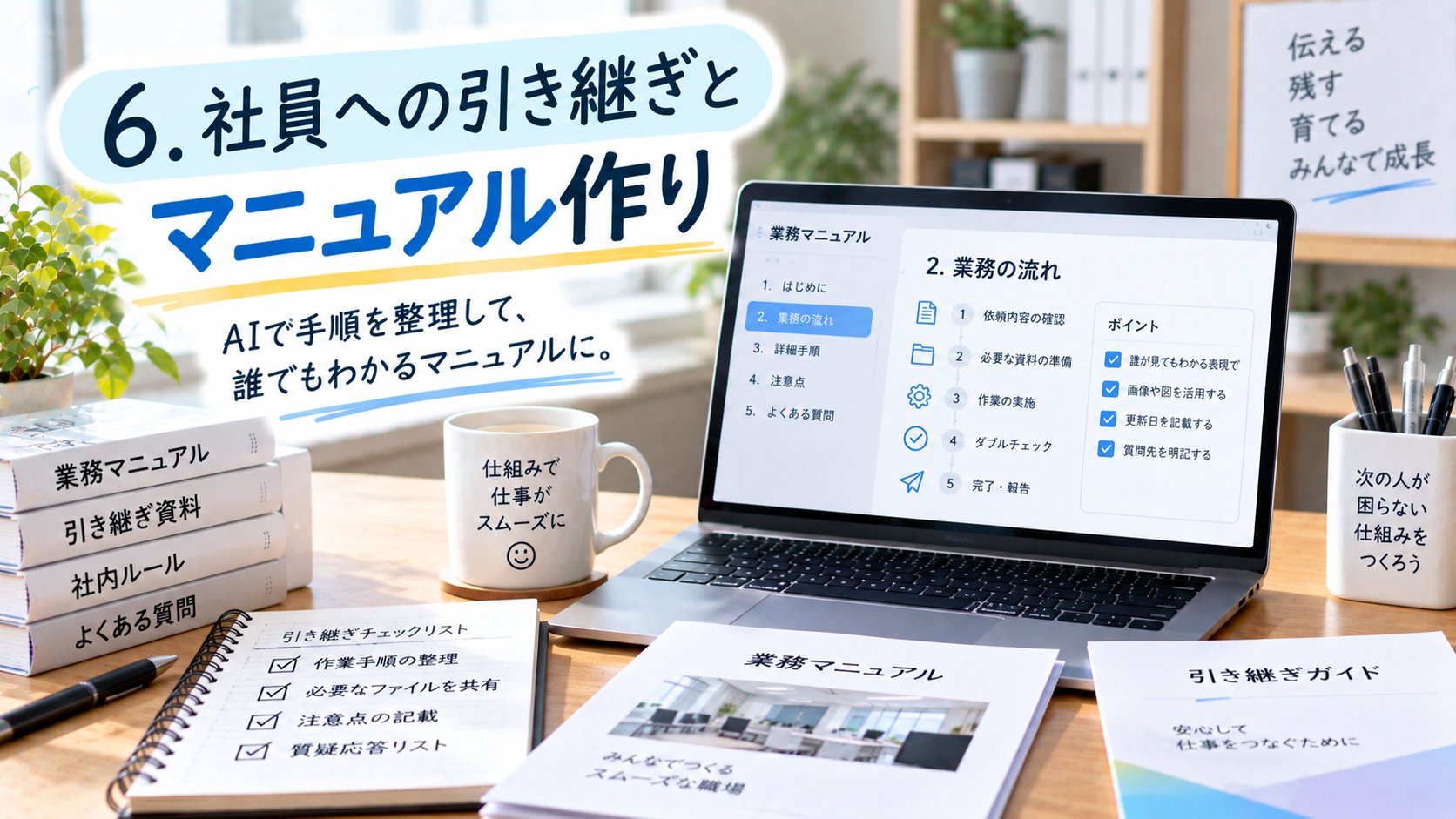 社員への引き継ぎとマニュアル作り