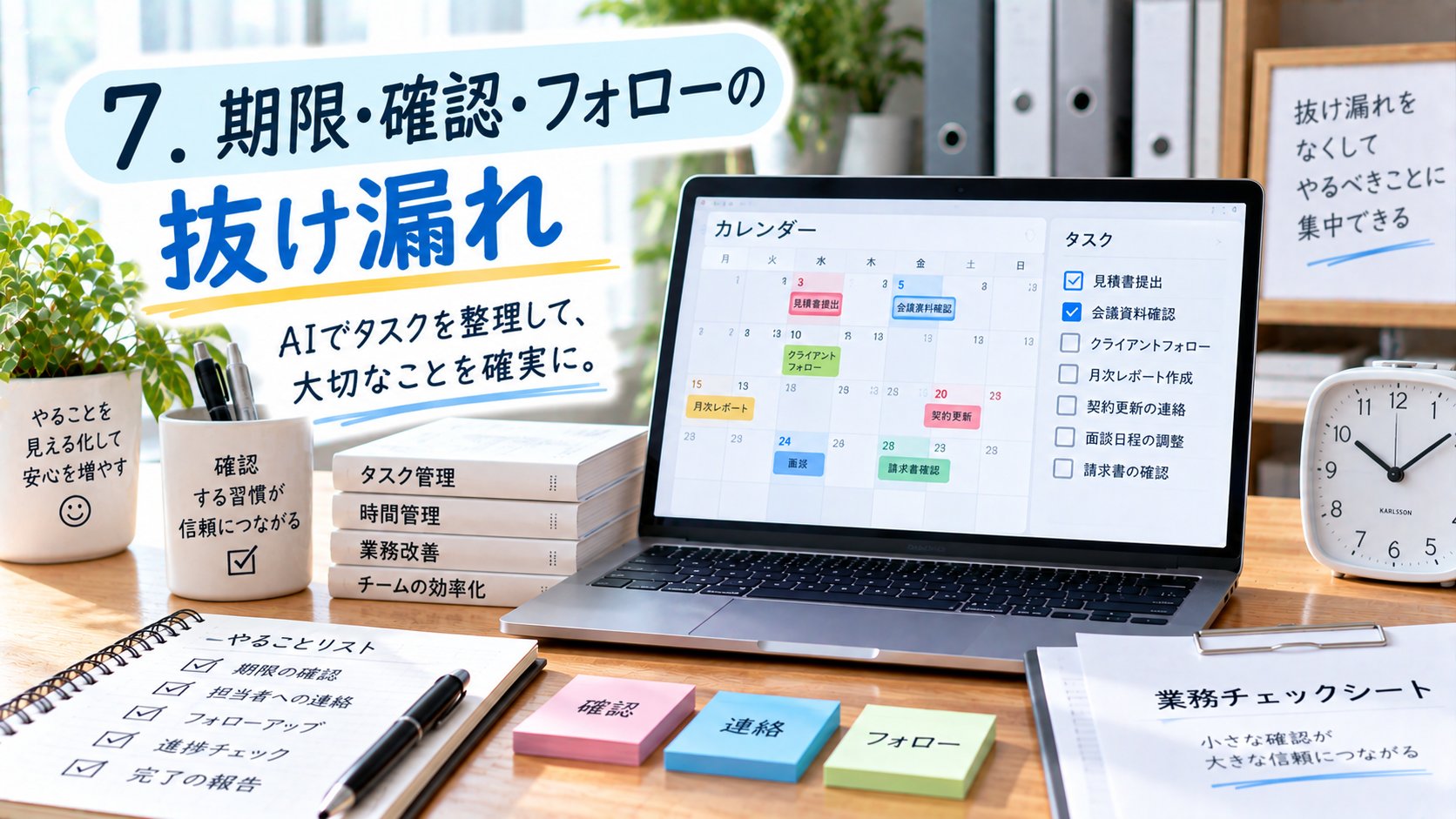 期限・確認・フォローの抜け漏れ